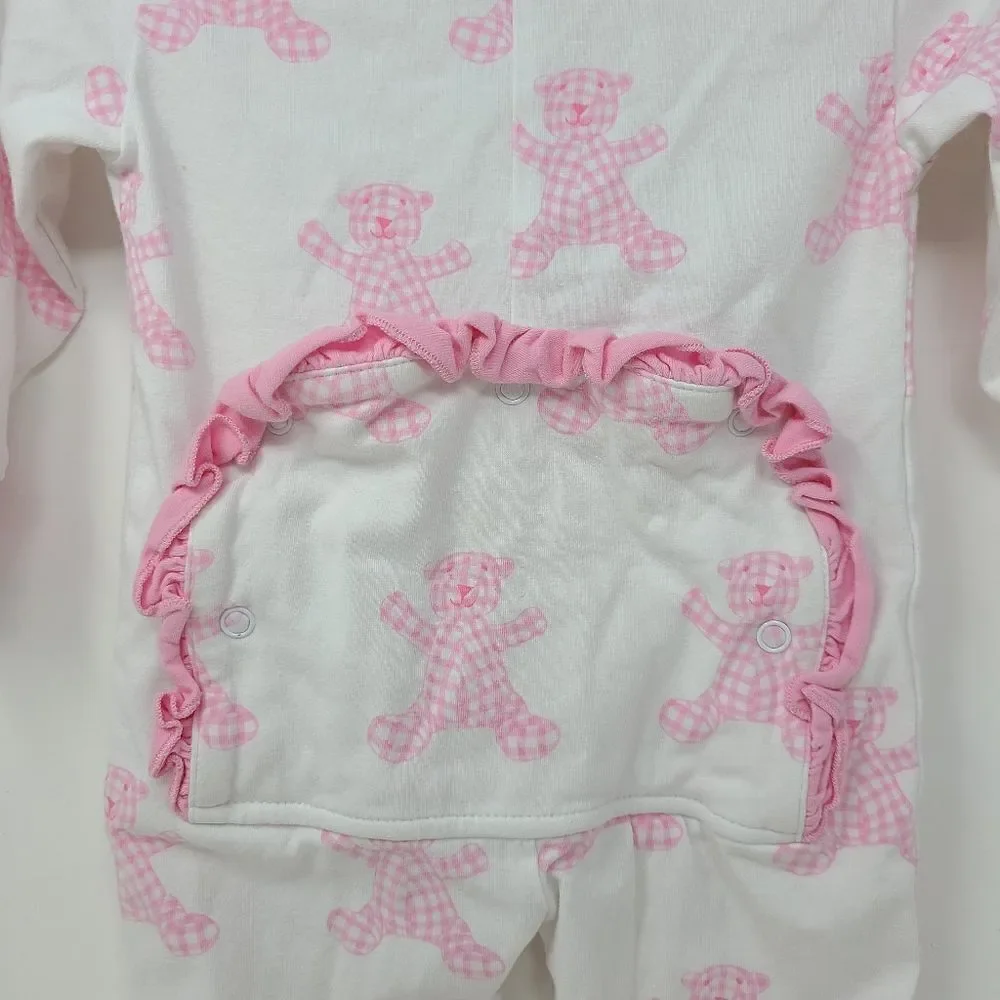 CLASSIC WHIMSY One Piece‎ Sleeper Outfit 3 Months White Pink Gingham Bears